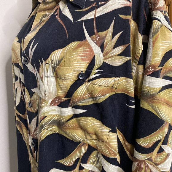 Kona Kai Trading Company Mens Short Sleeve Shirt Silk Blend Black Beige 2XL - Picture 5 of 10